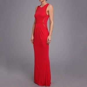 A.B.S. By Allen Schwartz Red Mesh Inset Dress